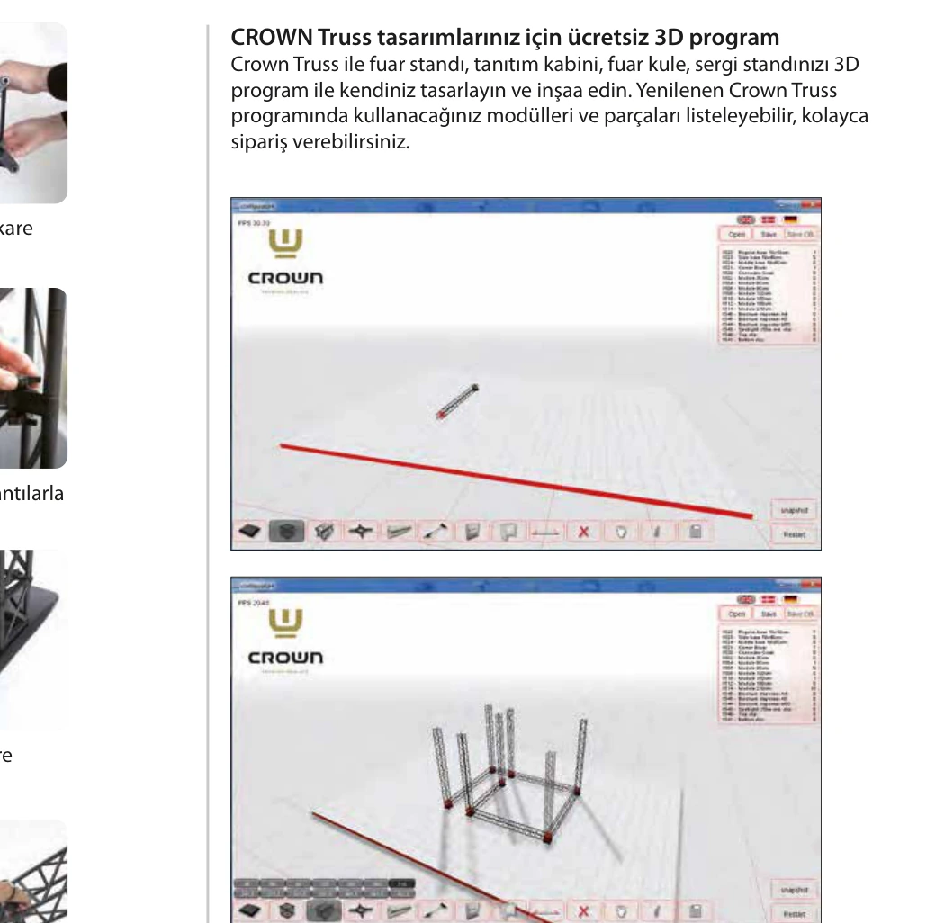 Crown Truss Kurulum Ve 3D Program ürün detayları