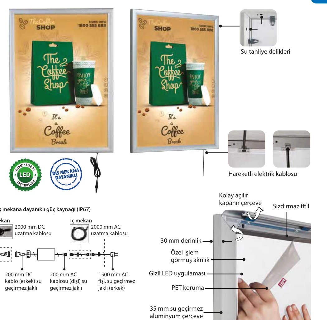 Smart Led Box Su Korumalı Tek Taraflı 35 mm ürün detayları