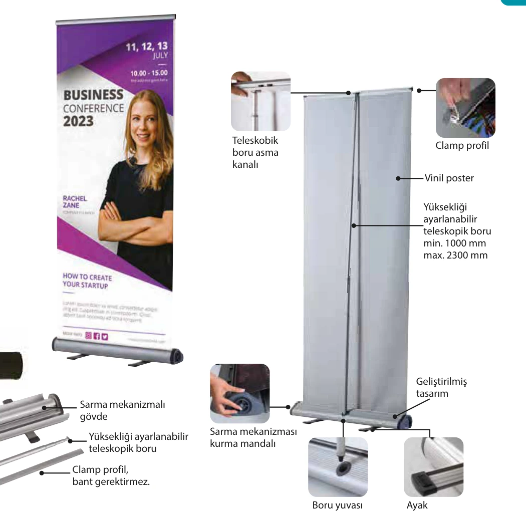 Smart Roll Banner Tek Taraflı Roll Up ürün detayları