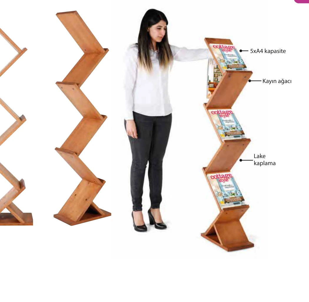 Zigzag Broşürlük Ahşap ürün detayları