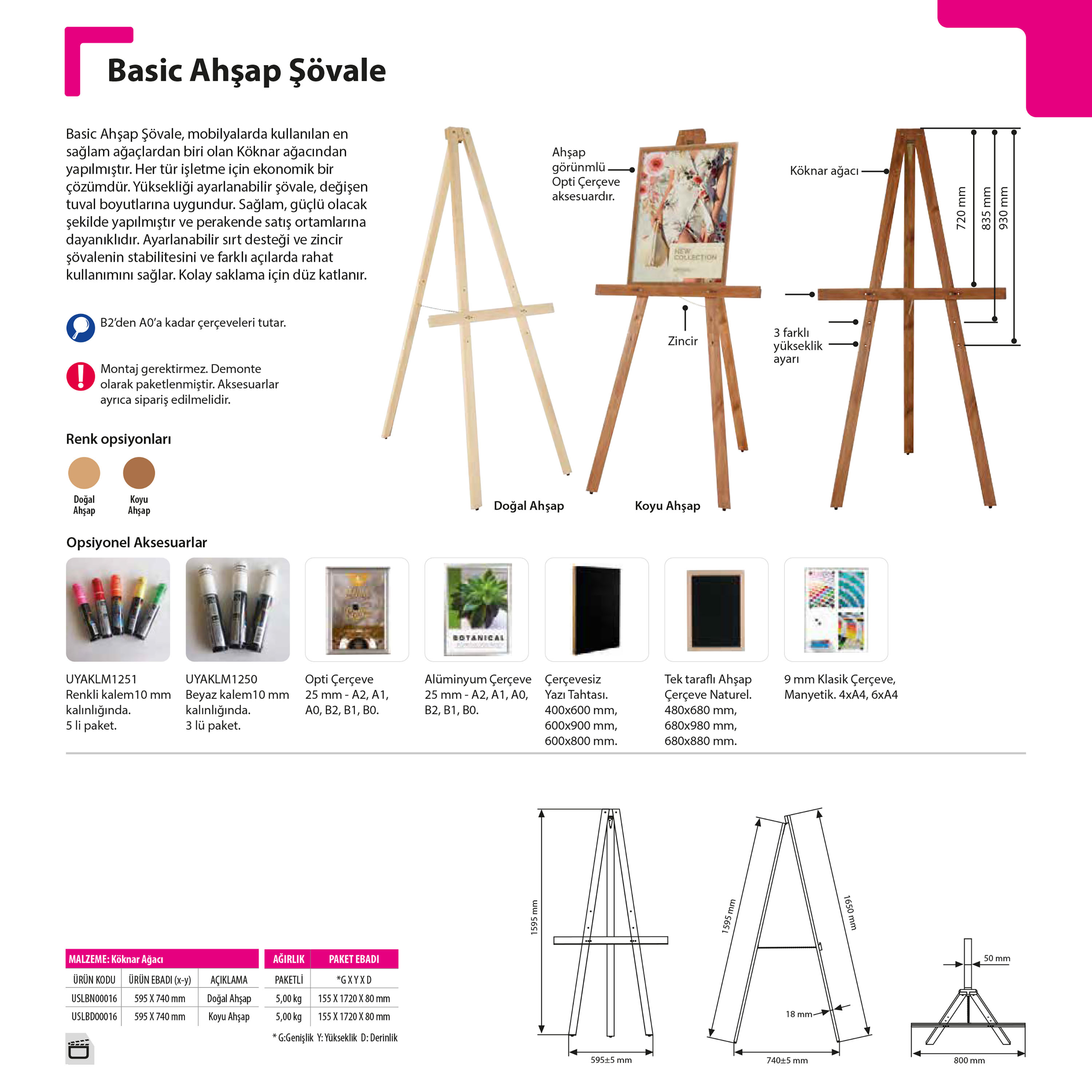 Ahşap Şövale Basic