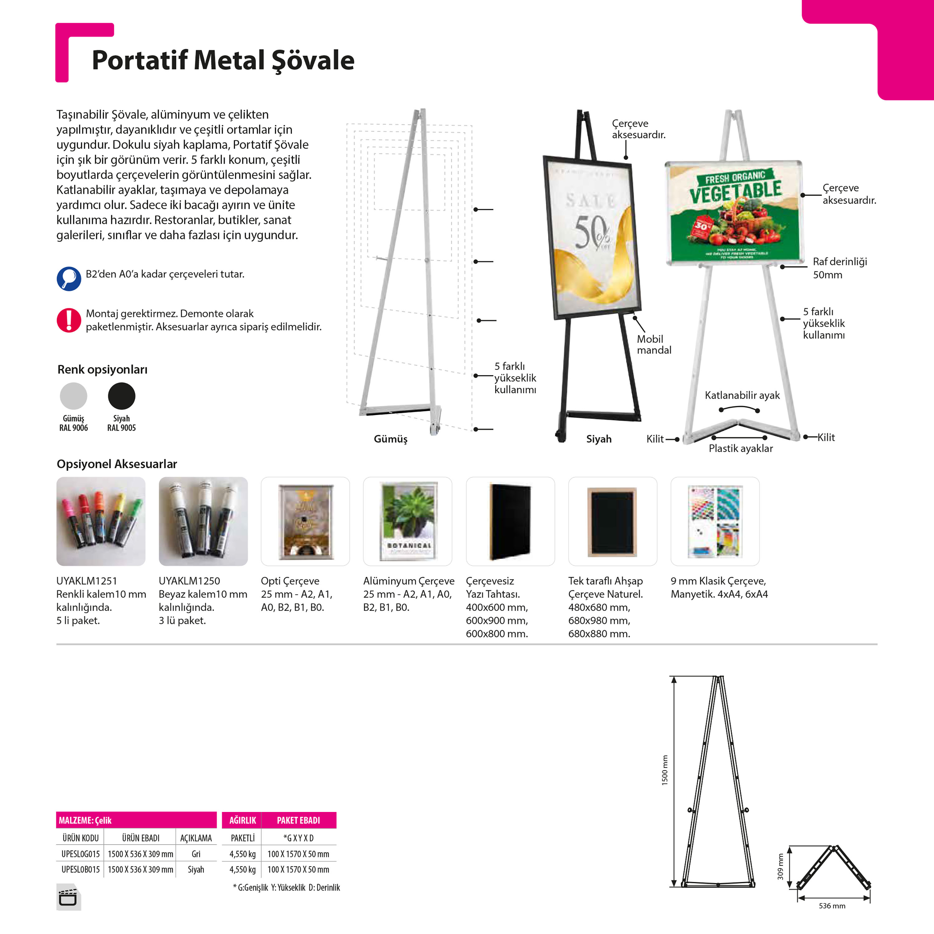 Metal Şövale Portatif