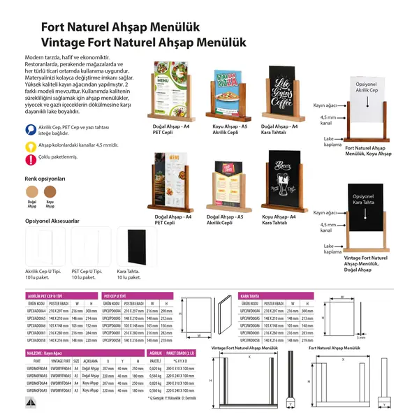 Fort Naturel Ahşap Menülük
