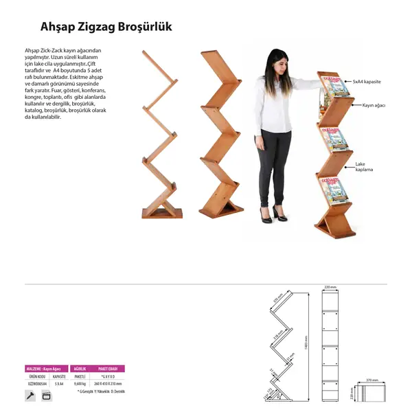 Zigzag Broşürlük Ahşap
