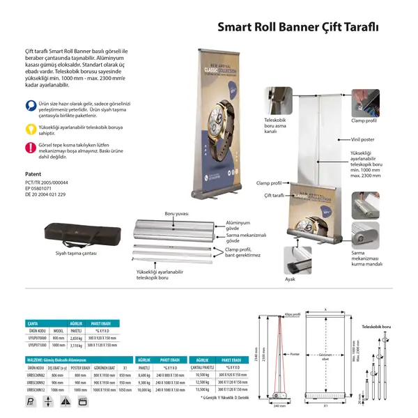 Smart Roll Banner Çift Taraflı Roll Up