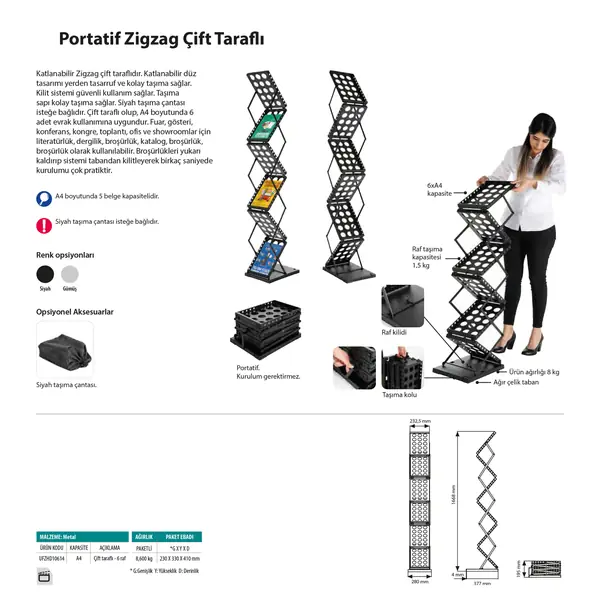 Portatif Zigzag Çift Taraflı