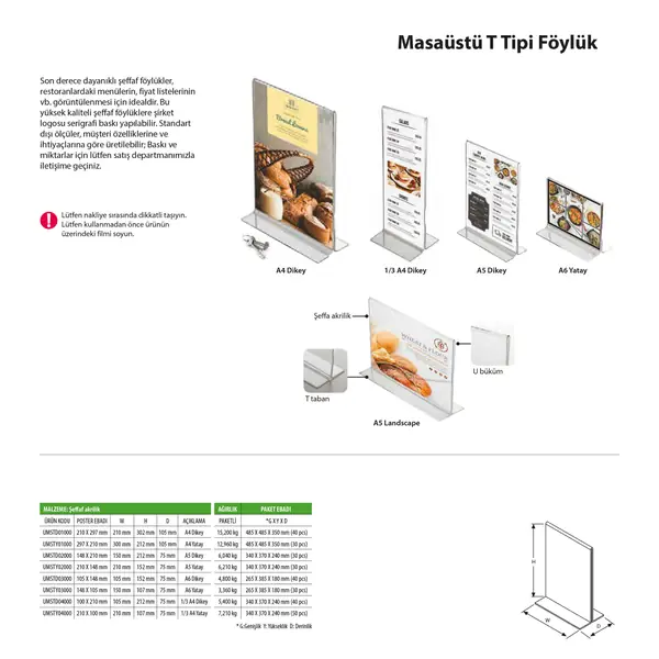 Masaüstü T Tipi Föylük