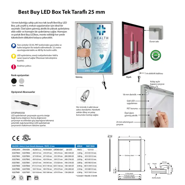Best Buy Led Box Tek Taraflı 25 mm