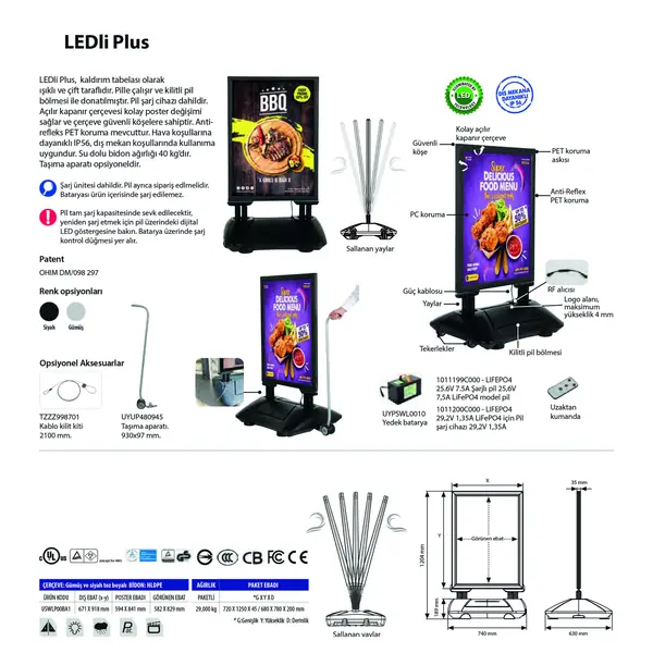 Kaldırım Panosu Ledli Plus