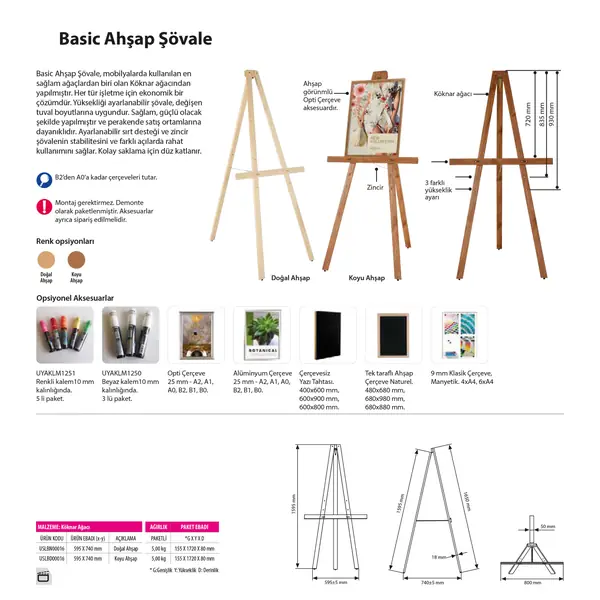 Ahşap Şövale Basic